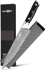 Kegani Meat Cleaver Knife 7 Inch - Damascus 73 Layers AUS-10 Steel Core Butcher Knife - G10 Handle Chinese Knife With Gift Box & Sheath